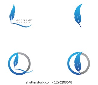 Feather pen Logo template Vector icon illustration
