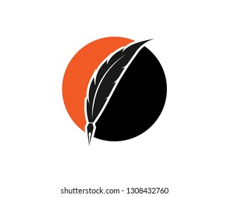 Feather pen logo template vector illustration - Vector