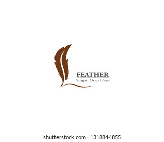 Feather pen logo template vector illustration