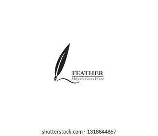 Feather pen logo template vector illustration