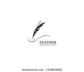 Feather pen logo template vector illustration