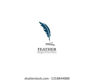 Feather pen logo template vector illustration