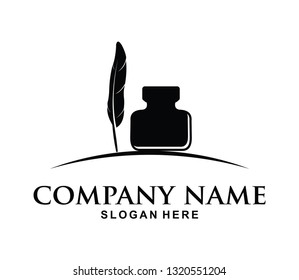 Feather pen Logo template Vector icon illustration - Vector
