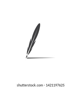 Feather pen Logo template Vector illustration