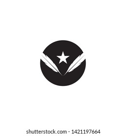 Feather pen Logo template Vector illustration