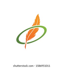 Feather pen Logo template Vector illustration