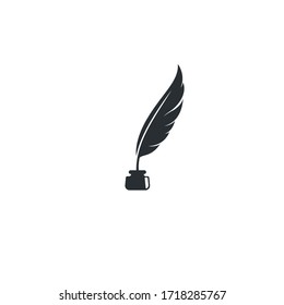 feather pen logo template vector icon design