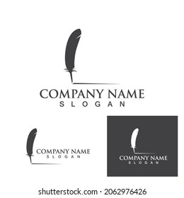Feather pen Logo template Vector illustration