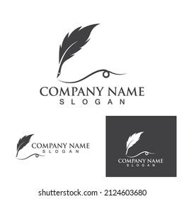 Feather pen Logo template Vector illustration