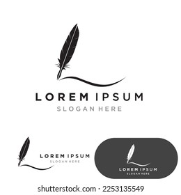 Feather pen Logo template Vector illustration