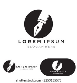 Feather pen Logo template Vector illustration