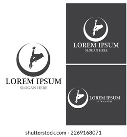 Feather pen Logo template Vector illustration