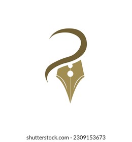 Feather pen Logo template Vector illustration