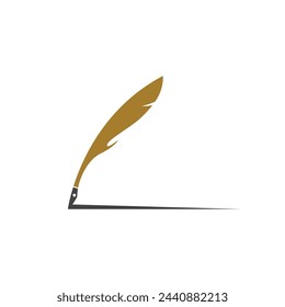 Feather pen Logo template Vector illustration