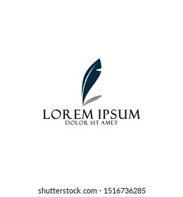 Feather pen logo template with vintage classic concept for business consulting and finance company in flat design monogram illustration