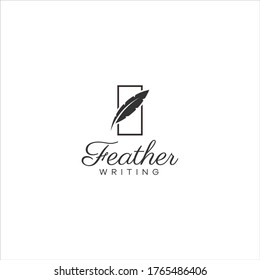 Feather pen logo vector graphic premium download