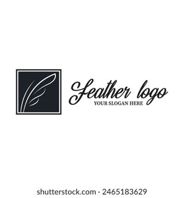 feather pen logo vector icon illustration template design