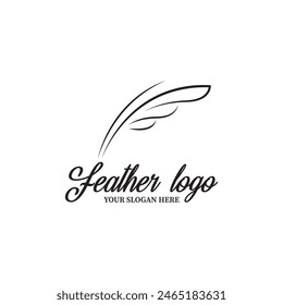 pluma pluma logotipo Vector icono ilustración diseño de Plantilla