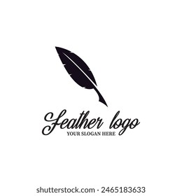 feather pen logo vector icon illustration template design