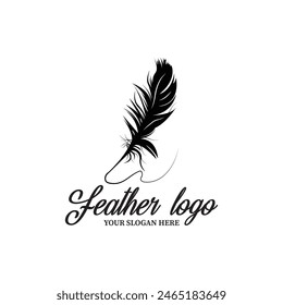 feather pen logo vector icon illustration template design