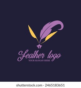 feather pen logo vector icon illustration template design