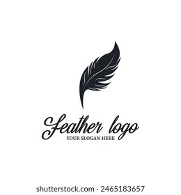 feather pen logo vector icon illustration template design
