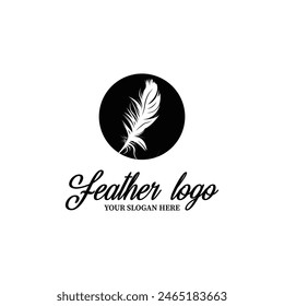 feather pen logo vector icon illustration template design