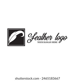 feather pen logo vector icon illustration template design