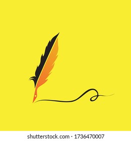 Feather pen logo vector image