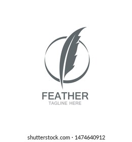 feather pen logo vector template 