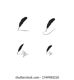 Feather pen  logo vector template