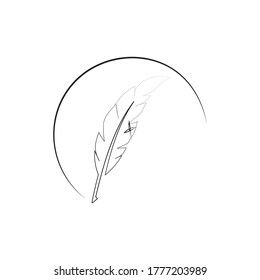 Feather pen  logo vector template