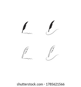 Feather pen  logo vector template