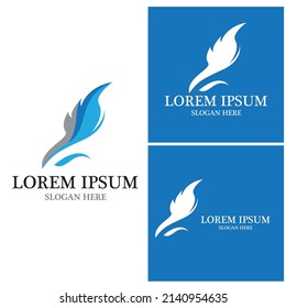 Feather pen logo vector template