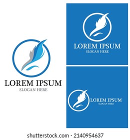 Feather pen logo vector template