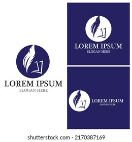 Feather pen logo vector template