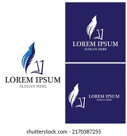 Feather pen logo vector template