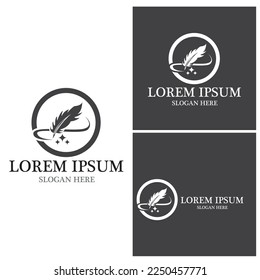Feather pen logo vector template
