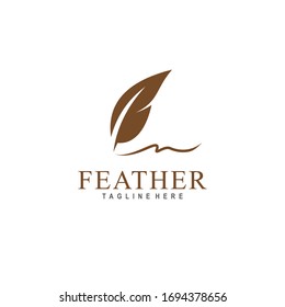 Feather Pen, Minimalist Signature Handwriting logo design vector