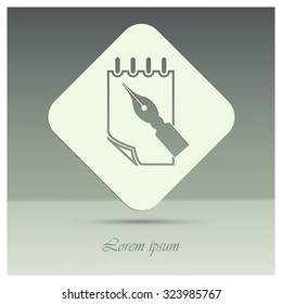 Feather pen and notebook icon vector