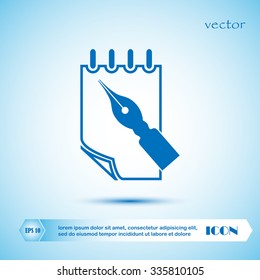 Feather pen and  notepad, icon