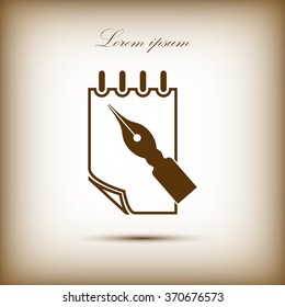 Feather pen and  notepad, icon