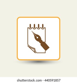 Feather pen and  notepad, icon