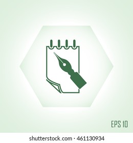 Feather pen and  notepad, icon