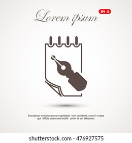 Feather pen and  notepad, icon