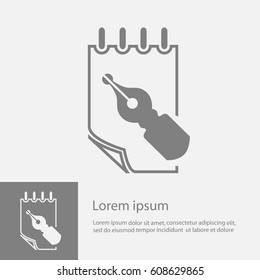 Feather pen and  notepad, icon