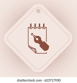 Feather pen and  notepad, icon