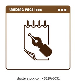 Feather pen and  notepad, icon for the landing page