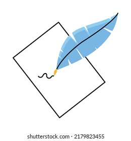 lápiz de plumas e icono de papel