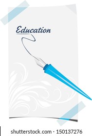Feather pen and paper sheet. Vector